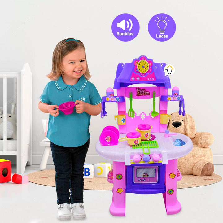 Cocina Infantil Grande Completa Con Luces Y Sonidos PF860