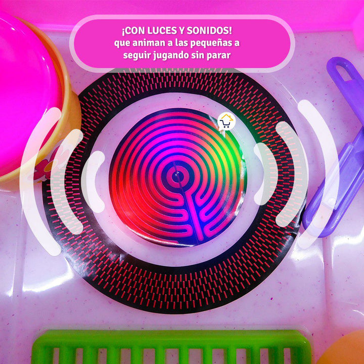 Cocina Infantil Grande Completa Con Luces Y Sonidos PF860