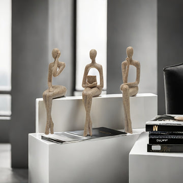 3 piezas de pensador de arenisca europea, exhibidor de colgantes, decoración de armario, figura abstracta, decoración avanzada de lujo, hogar, sala de estar, decoración de mesa.