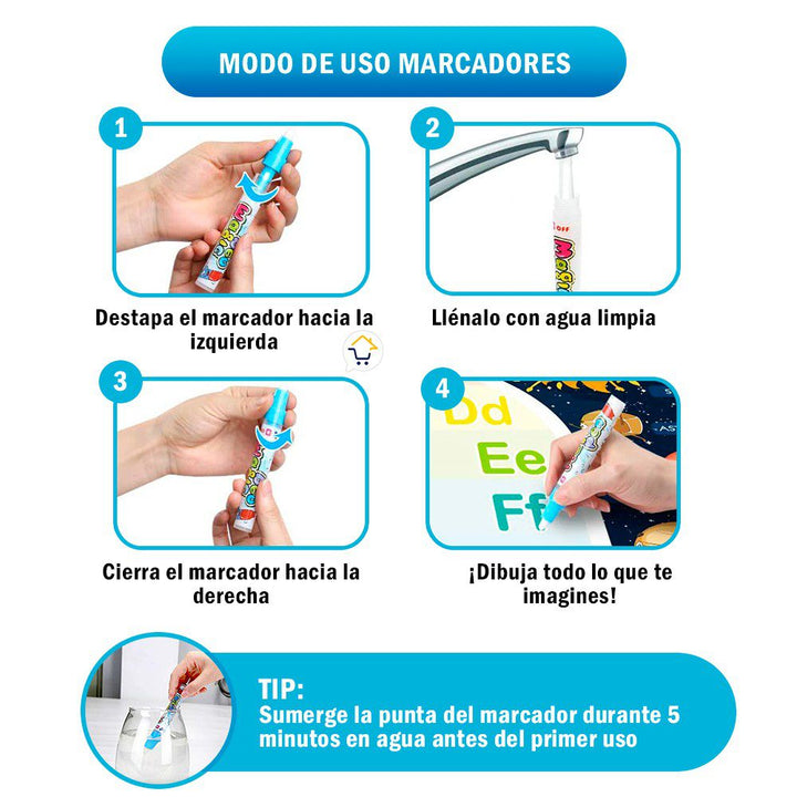 Tapete Mágico Vehículos Didáctico Marcadores Agua Juguete Infantil 639