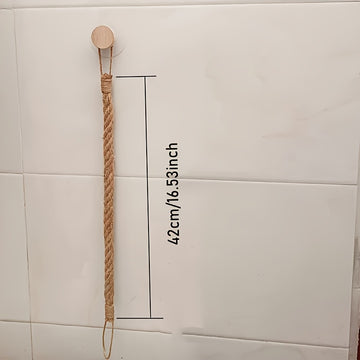 Soporte de Papel Higiénico Rústico de Cuerda de Cáñamo - Montaje en Pared Autoadhesivo con Perilla de Madera, Diseño Trenzado Natural para Decoración Elegante del Hogar, Organizadores y Almacenamiento de Baño
