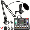SKTOME Paquete profesional de podcasting - Interfaz de audio M8 todo en uno con micrófono unidireccional de grado de estudio, mezclador de DJ y batería de litio recargable - Perfecto para grabar, transmisión en vivo, juegos y karaoke en PC, smartphone y
