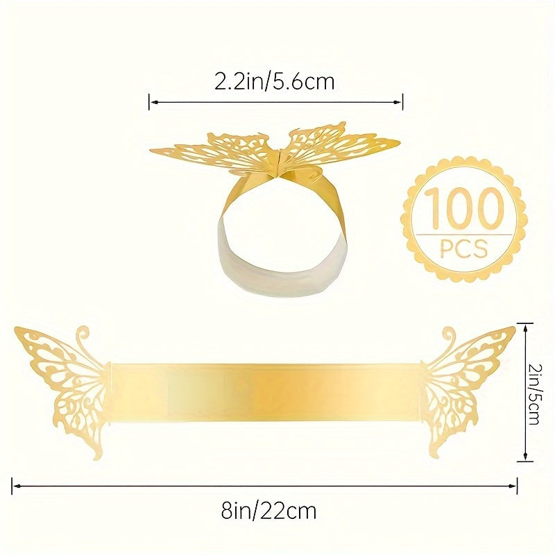 50/100 piezas, anillos para servilletas de mariposa, anillos para servilletas de decoración de cumpleaños, granja, boda, restaurante, hotel, Día de San Valentín, banquete, decoración de mesa de bufé, regalos de fiesta, decoración de mesa familiar