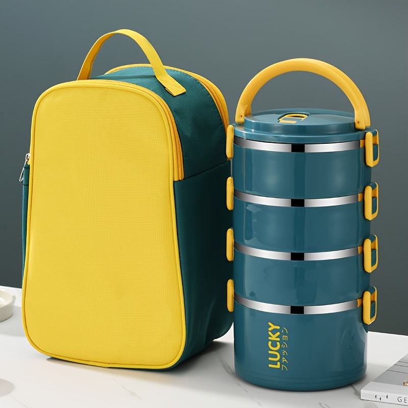 1 juego de lonchera reutilizable de acero inoxidable con bolsa y utensilios, termo portátil de gran capacidad ideal para escuela, picnics, camping, estudiantes, trabajadores y cocina, regreso a clases
