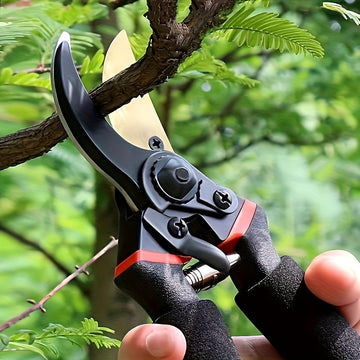 Tijeras de poda de jardín ProGarden Titanium Bypass de 1pc - Tijeras manuales ergonómicas para diestros con hojas de acero aleado ultraafiladas, seguro de bloqueo, agarre antideslizante para recortar setos y jardinería