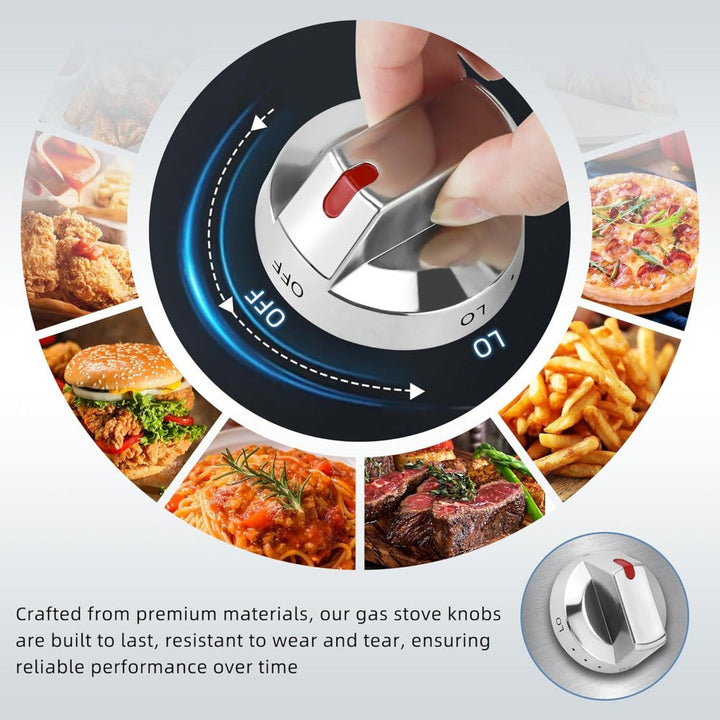 Perilla de control de acero inoxidable para estufa DG64-00473A, eje en D de metal, accesorio de repuesto para estufa de gas Samsung, compatible con los modelos NX58F5700WS, NX58H5600SS, NX58H5650WS, NX58J7750SS.