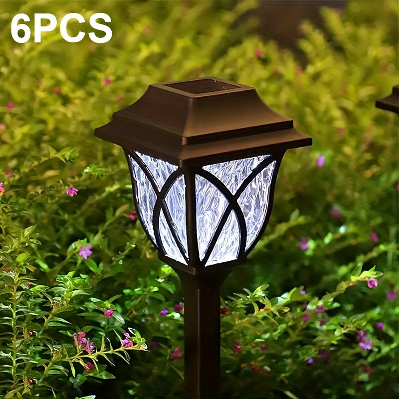 6 unidades de luces de jardín solares LED, luces decorativas para césped al aire libre, polipropileno, batería de níquel, alimentadas por energía solar, ≤36V