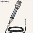 Micrófono vocal dinámico profesional DEPUSHENG C90 - Micrófono dinámico cardioid unidireccional con bobina móvil, interruptor ON/OFF, cable de audio XLR de 177 pulgadas y conector de 1/4" para grabación, canto, karaoke, grabación de voz, diseño elegante
