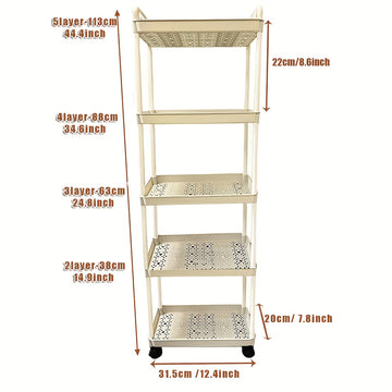 Carro de almacenamiento de 3 niveles con ruedas - Organizador versátil para cocina, baño y sala de estar - Plástico duradero, diseño ahorrador de espacio, Carro de almacenamiento de cocina | Organizador multiplano | Carro de almacenamiento de plástico, C