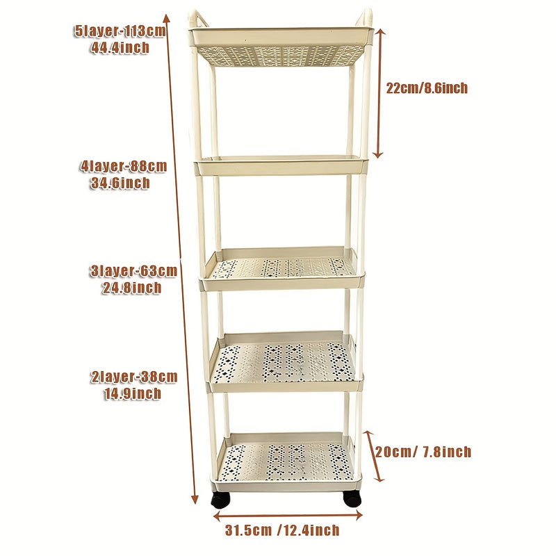 Carro de almacenamiento de 3 niveles con ruedas - Organizador versátil para cocina, baño y sala de estar - Plástico duradero, diseño ahorrador de espacio, Carro de almacenamiento de cocina | Organizador multiplano | Carro de almacenamiento de plástico, C
