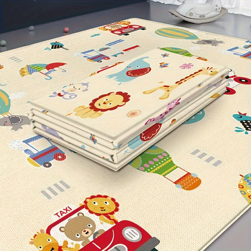 Colchoneta de juego extra grande, gruesa, plegable y de doble cara con diseño de caricaturas para juegos seguros en interiores