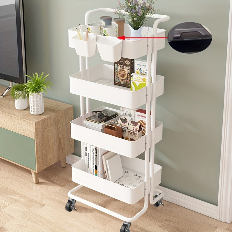 Carrito de Almacenamiento Versátil de 3 o 4 Niveles con Ruedas - Ideal para la Organización de Cocina, Baño y Lavandería