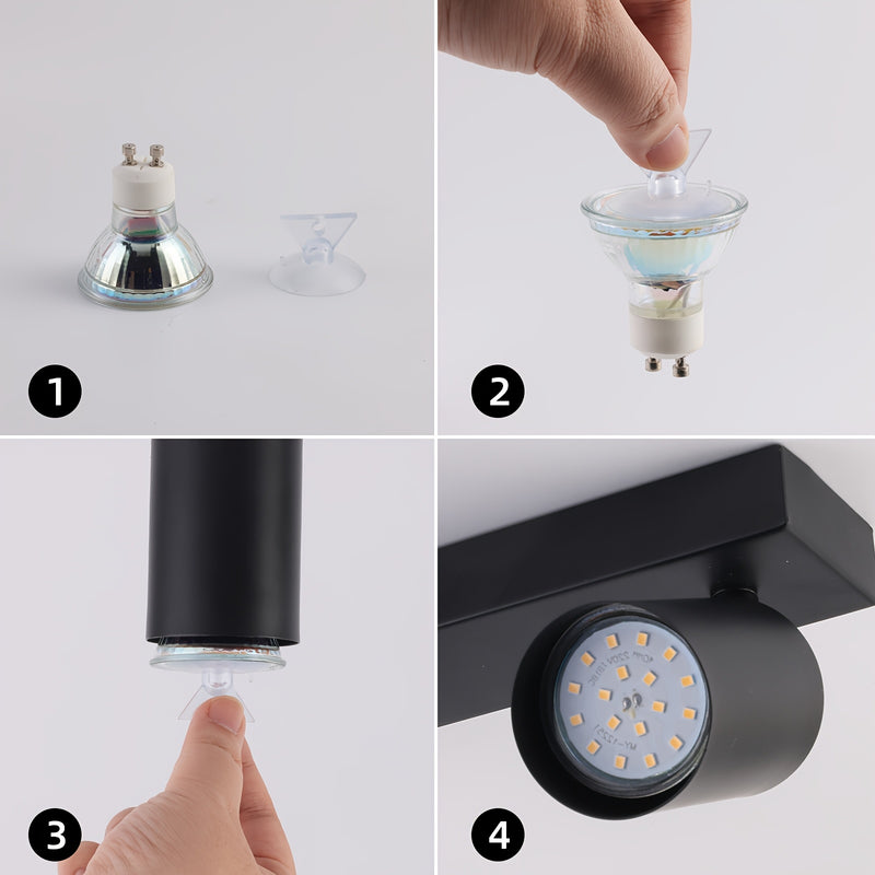 Luminaria de techo con seguimiento AMANSOUR LED, hierro fundido Semi Flush Mount, spotlight ajustable de 350°, GU10, con hardware de instalación, para salón dormitorio cocina, sin bombillas incluidas