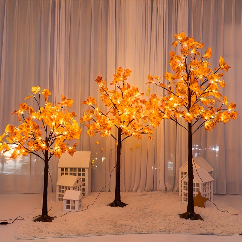 Árbol de arce iluminado LED de 121.92 cm/152.4 cm/182.88 cm, árbol artificial de piso para decoración de fiestas, cumpleaños, bodas, Halloween, Navidad y temporada de otoño