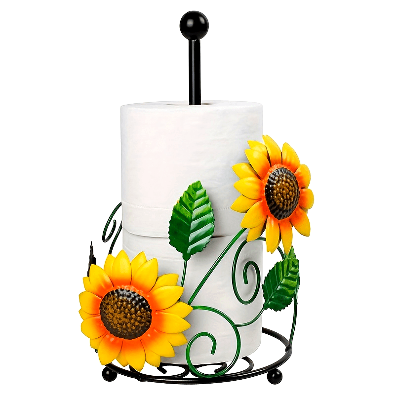 Porta Servilletas de Girasol - Organizador de Pared de Hierro con Diseño Floral Vibrante, 2 Niveles para Servilletas y Rollo de Cocina, Decoración Rústica para Cocina y Comedor, Adorno de Cocina con Detalles Intrincados