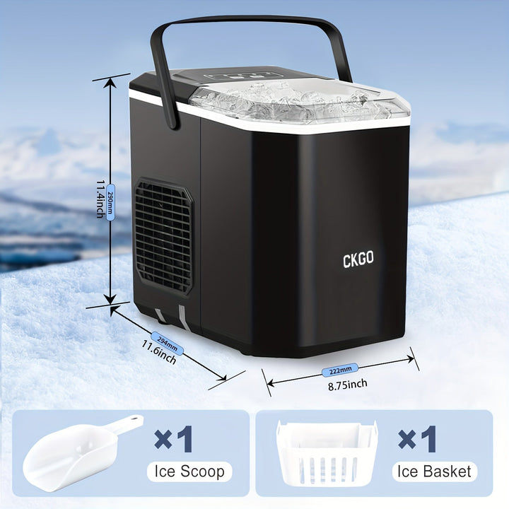 ¡Hielo al instante, en cualquier momento y lugar! 9 cubos en 6 minutos, 12.02 kg/día, compacto y autolimpiante - ¡Perfecto para el hogar! Olvídate de salir por hielo: producción continua para fiestas o necesidades diarias. Diseño ahorrador de espacio: ca