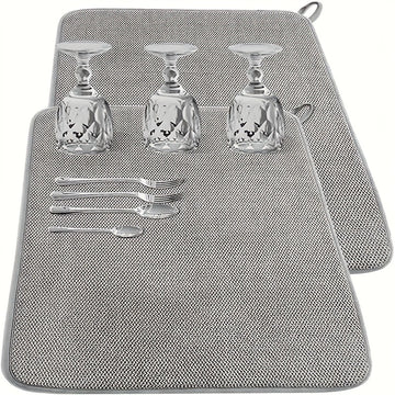 1pc Alfombrilla de secado de platos de cocina, microfibra absorbente, mantel individual antideslizante, resistente al calor, alfombrilla de drenaje, alfombrillas de secado para armarios, alfombrillas de baño