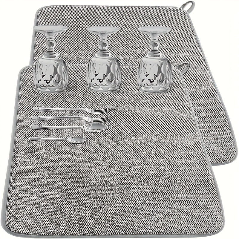 1pc Alfombrilla de secado de platos de cocina, microfibra absorbente, mantel individual antideslizante, resistente al calor, alfombrilla de drenaje, alfombrillas de secado para armarios, alfombrillas de baño