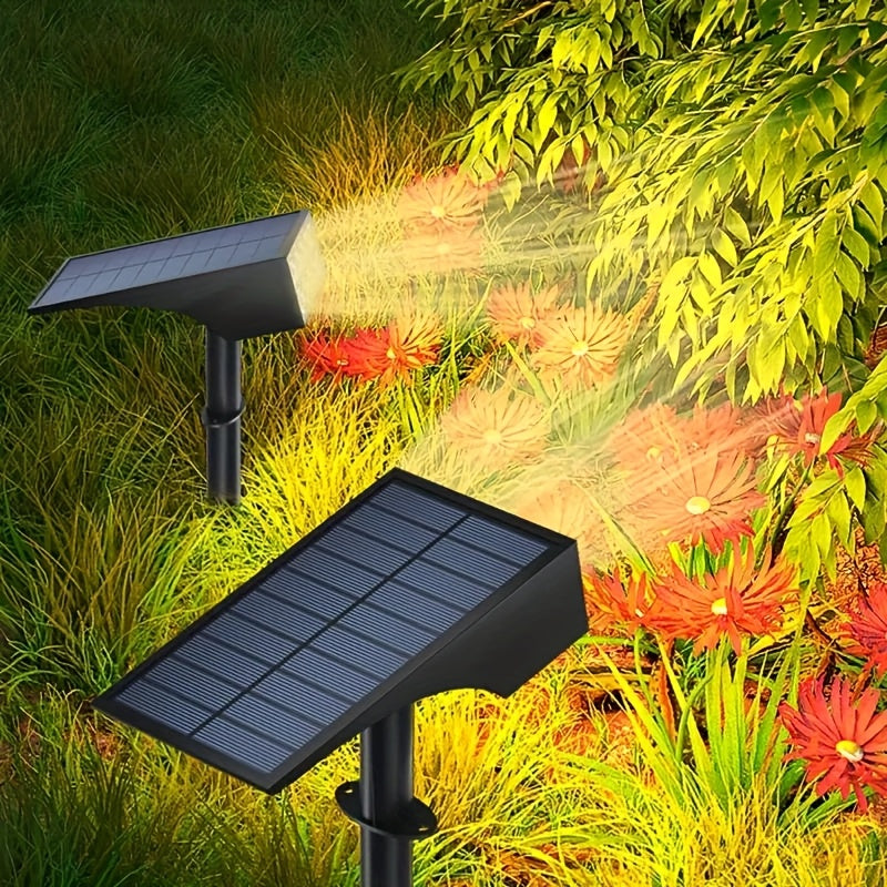 7 luces LED alimentadas por energía solar, carga solar, montaje en pared/estaca en tierra, uso dual, portátil y fácil de colocar, iluminación de paisaje y senderos impermeable, instalación flexible y conveniente, adecuada para porches, vallas, árboles de