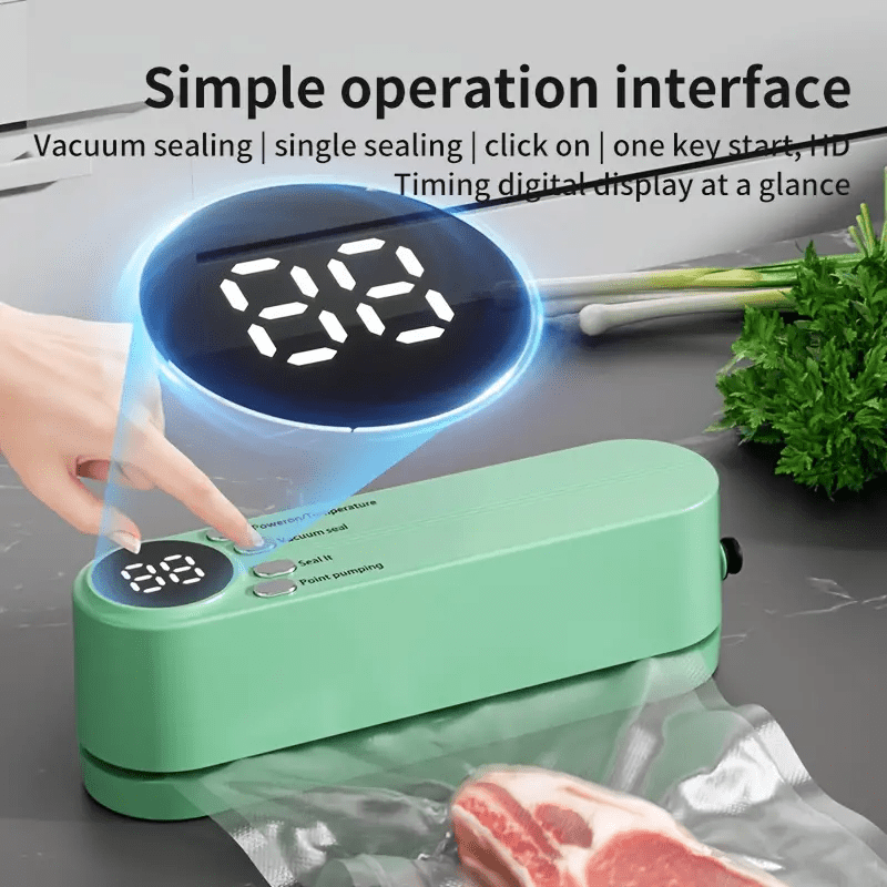 1 pieza de sellador de vacío portátil recargable por USB - Sellador de alimentos automático multifuncional con sistema de sellado de snacks, función de succión externa e inflado, ideal para cocina y picnic al aire libre.