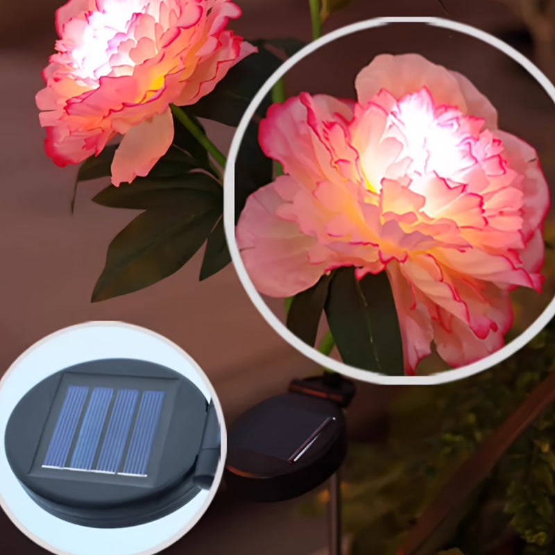 Lámpara Decorativa de Jardín con LED para Patio, Lámpara de Ambiente Impermeable Exterior, Lámpara de Flor Simulada de Peonía Solar para Decoración del Ramadán