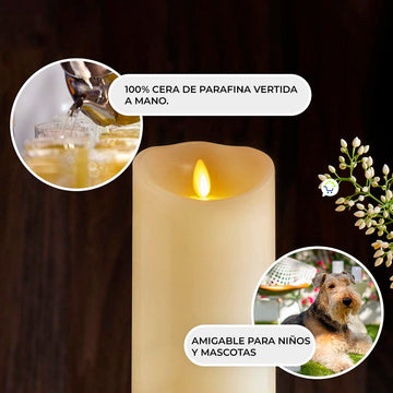 Vela Decorativa LED Parafina Efecto Real Recargable 2240-52