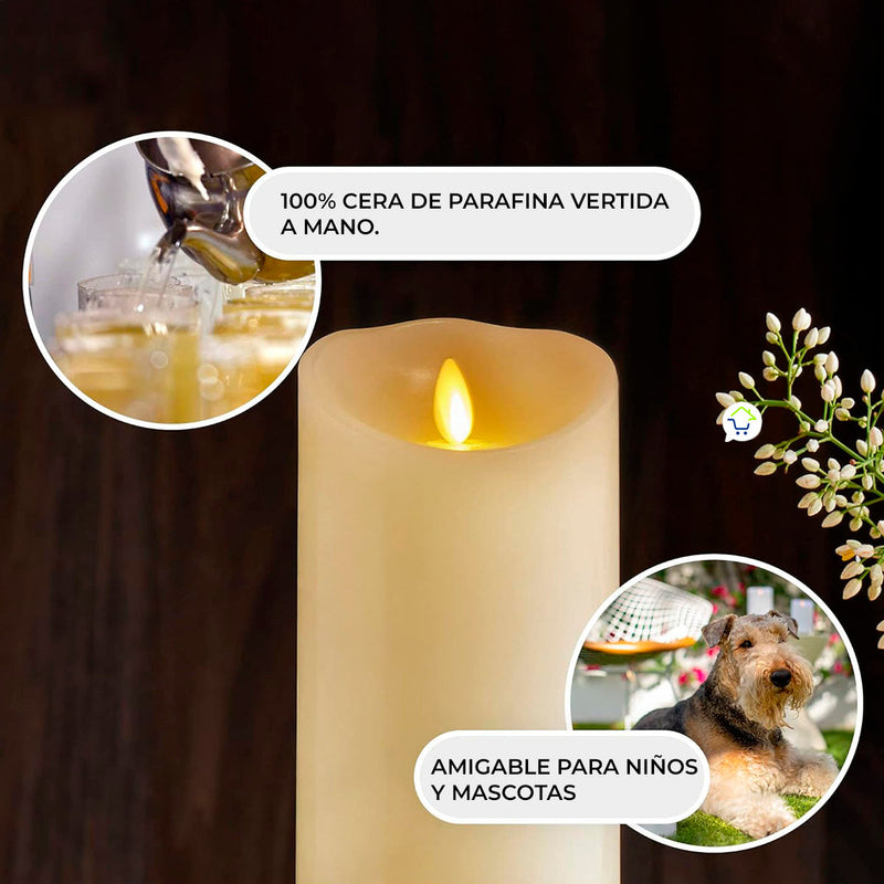 Vela Decorativa LED Parafina Efecto Real Recargable 2240-52