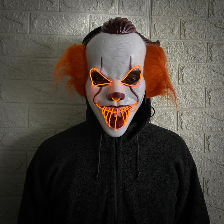 Máscara Payaso It LED Luz Neón Halloween Disfraz MSHW3LED3