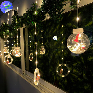 Cortina Intercalada Papá Noel Bolas con Aros 3M 150 LEDS CBN150N