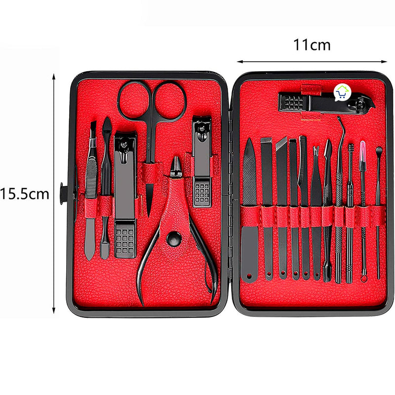 Set Manicure Pedicura 18 Piezas Cortaúñas Estuche Portátil JD018