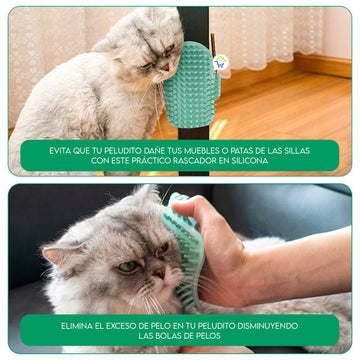 Rascador Quita Pelos Para Gato Flexible 2 en 1 Cepillo Masajeador Elimina Estrés CENC-015