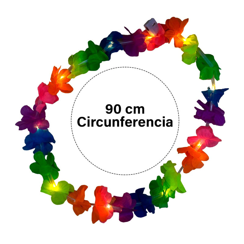 Collar Feria de Flores x12 Hawaiano con Luces LED CHWX12