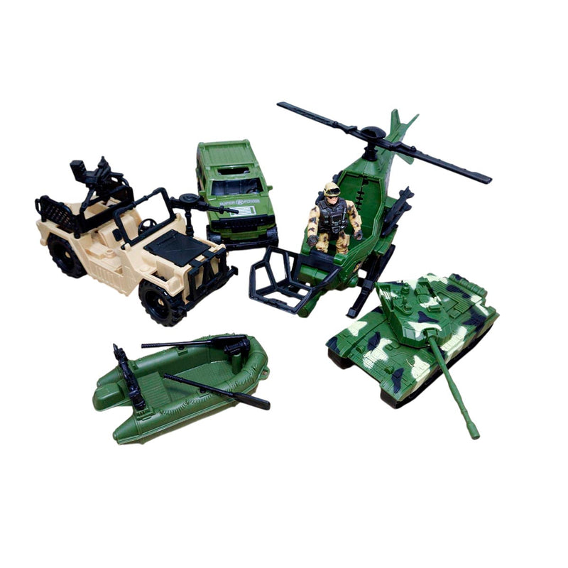 Set Militar x 6 Piezas Grandes Figuras Acción Vehículos Juguete HW-M223-1