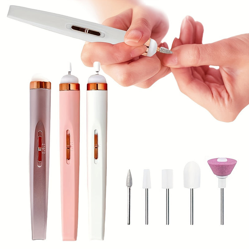 Kit de taladro eléctrico para uñas recargable por USB, máquina pulidora portátil, herramienta profesional multifuncional para manicura y pedicura