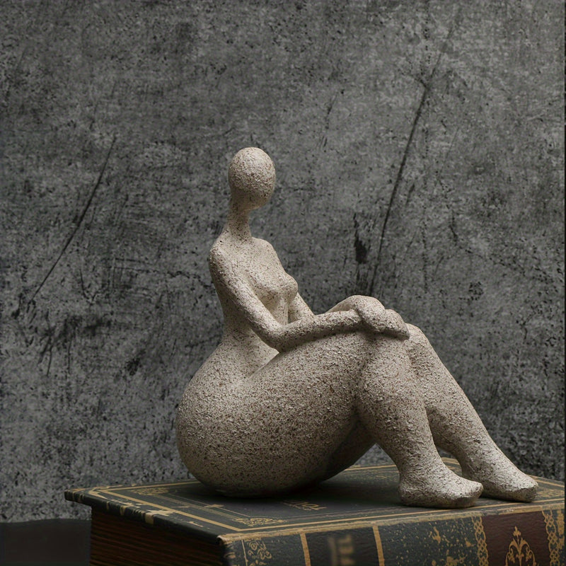 Estatuilla de mujer con curvas de resina y piedra arenisca, adecuada para la decoración de la sala de estar, el dormitorio o el vestíbulo - No requiere electricidad