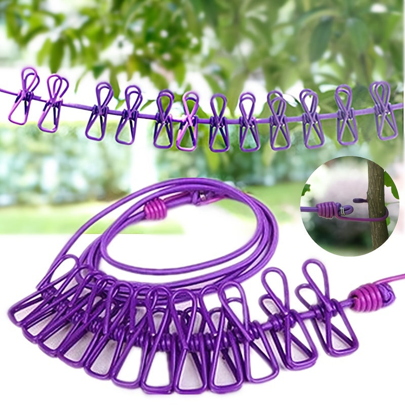 1 cuerda para tender ropa retráctil y portátil para viajes, con 12 pinzas, ideal para secar ropa en interiores o exteriores, accesorio para camping
