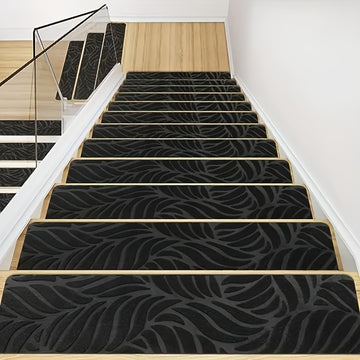 14 piezas de tapetes antideslizantes para escaleras - 76.2 cm x 20.32 cm, autoadhesivos, lavables, de poliéster, para seguridad en el hogar y la oficina