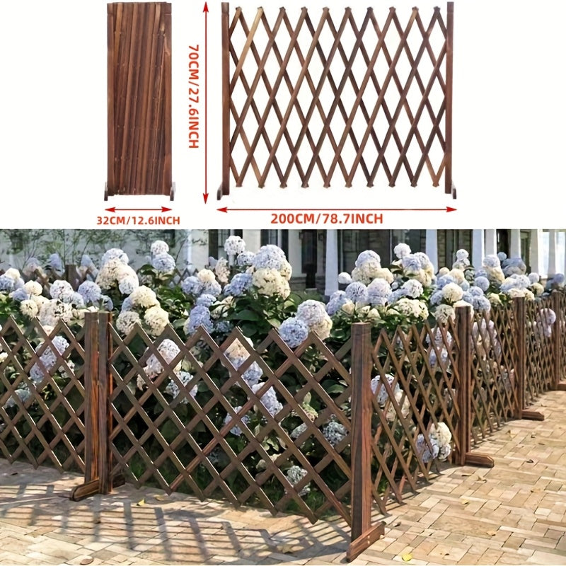 Cerca de Madera Expandable de 200cm, Resistente al Clima, con Diseño de Látice para Plantas Climbadoras, Protección de Jardín y Perros, Cerca Decorative, Enclosura Protective para Perros, Acabado Natural de Madera