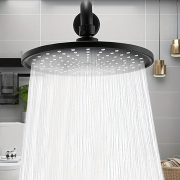 Cabezal de ducha a alta presión - TopSpray, rociador grande con función de lluvia, diseño circular de plástico duradero para montar en la pared y distribución uniforme del agua, accesorio clásico para baño, estilo contemporáneo