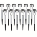 10/12 Paquete de luces solares para jardín al aire libre, luces LED de acero inoxidable para caminos, acento de cristal ABS, acabado pulido, foco solar de bajo consumo con batería de níquel de 40 mAh, montaje semi empotrado para patio, césped, pasarela,