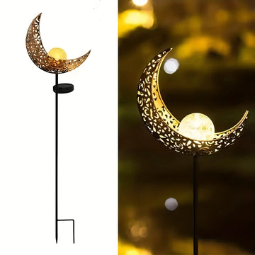 Luces Decorativas Solares para Jardín Adecuadas para Céspedes, Luces de Estaca Metálicas Impermeables para Patios y Senderos, Lámpara Ornamental de Metal con Vidrio Agrietado para Accesorios de Iluminación de Césped, Perfectas para Jardines y Exteriores