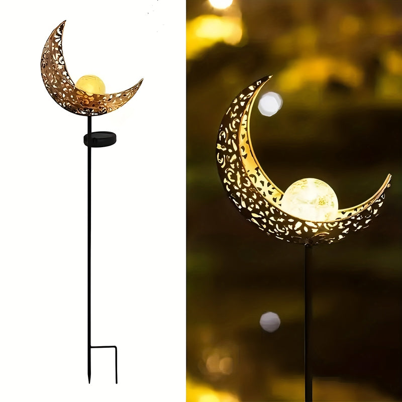 Luces Decorativas Solares para Jardín Adecuadas para Céspedes, Luces de Estaca Metálicas Impermeables para Patios y Senderos, Lámpara Ornamental de Metal con Vidrio Agrietado para Accesorios de Iluminación de Césped, Perfectas para Jardines y Exteriores