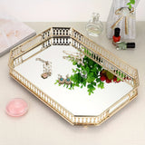 Bandeja organizadora de maquillaje dorada, 1 unidad, bandeja de metal lujosa para cosméticos y perfumes, decoración para baño, tocador o dormitorio
