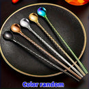 5 piezas de cucharas de té helado y cóctel de acero inoxidable de doble función - Colores de gradiente elegantes, utensilios de cocina y comedor duraderos para el hogar, la oficina y el restaurante, perfectos para reuniones familiares, esenciales para la