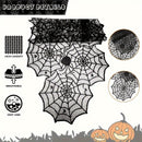 Cubre mesa de encaje para Halloween - Decoración de telaraña para fiestas, 1 pieza, poliéster, negro, ideal para restaurantes, cocinas y eventos festivos