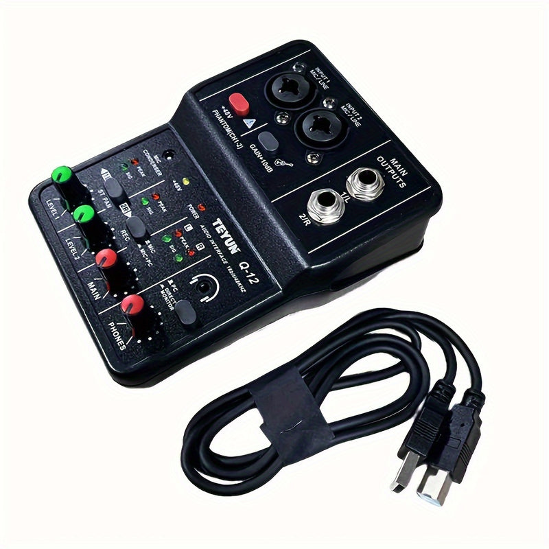 Interfaz de audio USB de 2 canales con enchufe para micrófono, control de volumen y salida de monitor - Tarjeta de sonido plug & play para grabación de computadora, producción de música, estudio en casa, consola de mezcla USB mini, dispositivo de grabaci