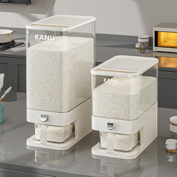 Envase hermético para alimentos de gran capacidad, dispensador de arroz con taza medidora, tarro sellado de 11.34 kg, cubeta para arroz con presión, hermético y resistente a la humedad, contenedor doméstico para arroz, harina y granos varios, plástico