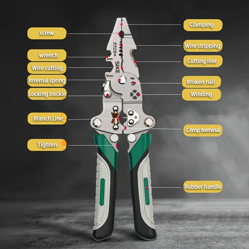 Pelacables Versátil para Electricistas - Herramienta Plegable y Multifunción para Pelar, Cortar y Crimpar, Agarre Antideslizante, Construcción Metálica