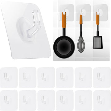 Ganchos de plástico autoadhesivos - 1/5/10/20 piezas, fácil instalación en pared, estilo moderno, transparentes, resistentes e impermeables para toallas, batas, llaves en cocina y baño