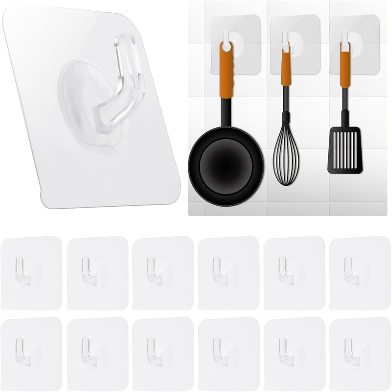 Ganchos de plástico autoadhesivos - 1/5/10/20 piezas, fácil instalación en pared, estilo moderno, transparentes, resistentes e impermeables para toallas, batas, llaves en cocina y baño